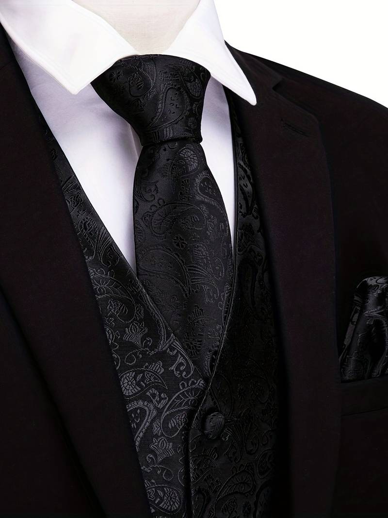 S&W SHLAX&WING Heren Stropdas Paisley Donkergroen - Zijden Look Voor Bruiloft En Feesten