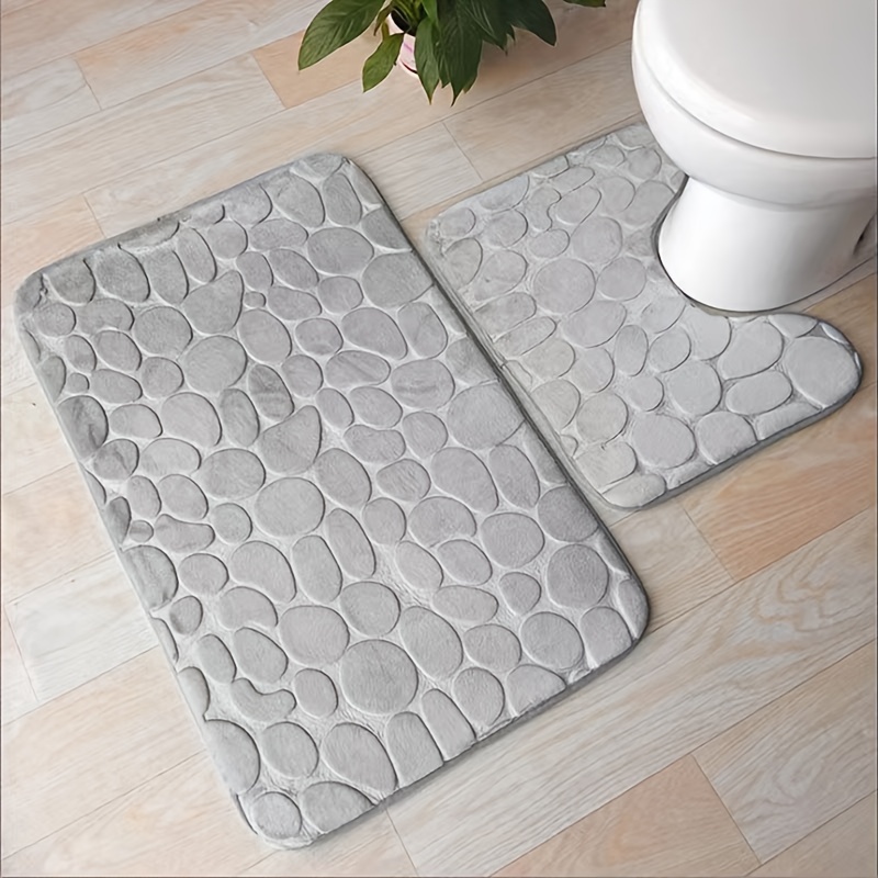  Jianyana Juego de alfombras de baño de 3 piezas, incluye 1  alfombra de baño grande (19.5 x 31.5 pulgadas), 1 alfombra de inodoro en  forma de U (19.5 x 19.5 pulgadas)