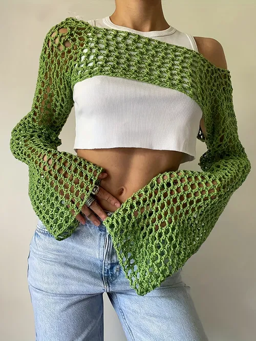 Knitted Cropped Sweater Y2k - Temu