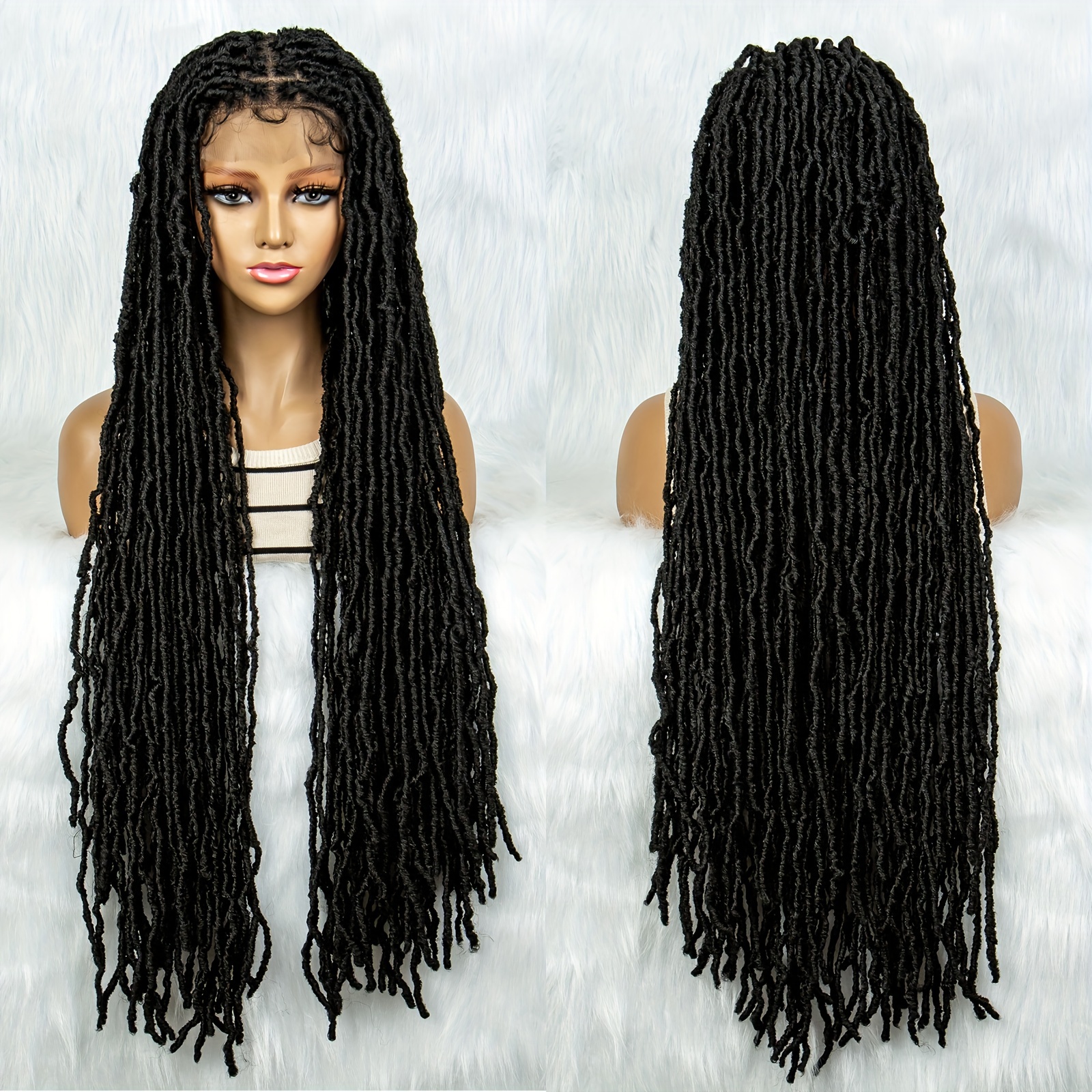 Box Braided Wigs Knotless Cornrow Braids Synthetic Black - Temu