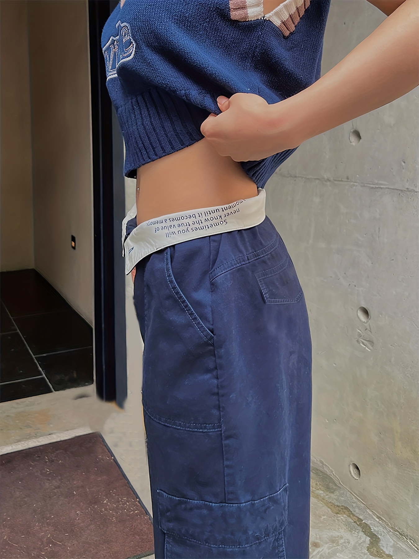 Loose Straight Cargo Pants Casual Y2k Pocket High Waist - Temu Denmark