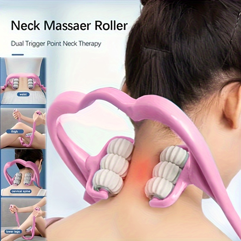 Neck Massager, Upgrade 6 Balls Massage Point Roller Massager for Neck Pain  Relief Handheld Massager Tool Suitable Legs Waist Neck and Shoulder Relaxer  - Black 