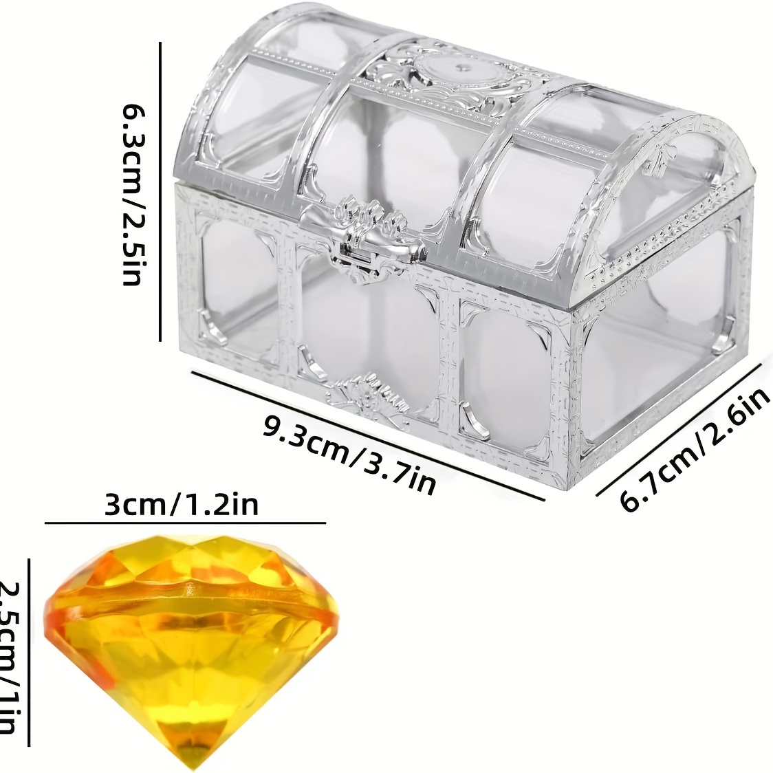 12 Gold and Clear 2.5 tall Mini Treasure Chests Favor Boxes