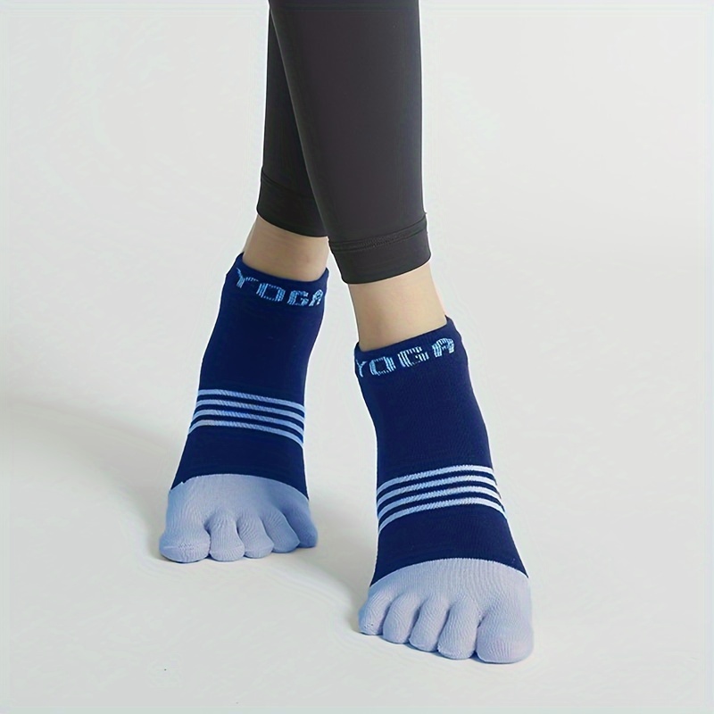 Color Block Stripes Yoga Socks Five toe Split Non Slip - Temu