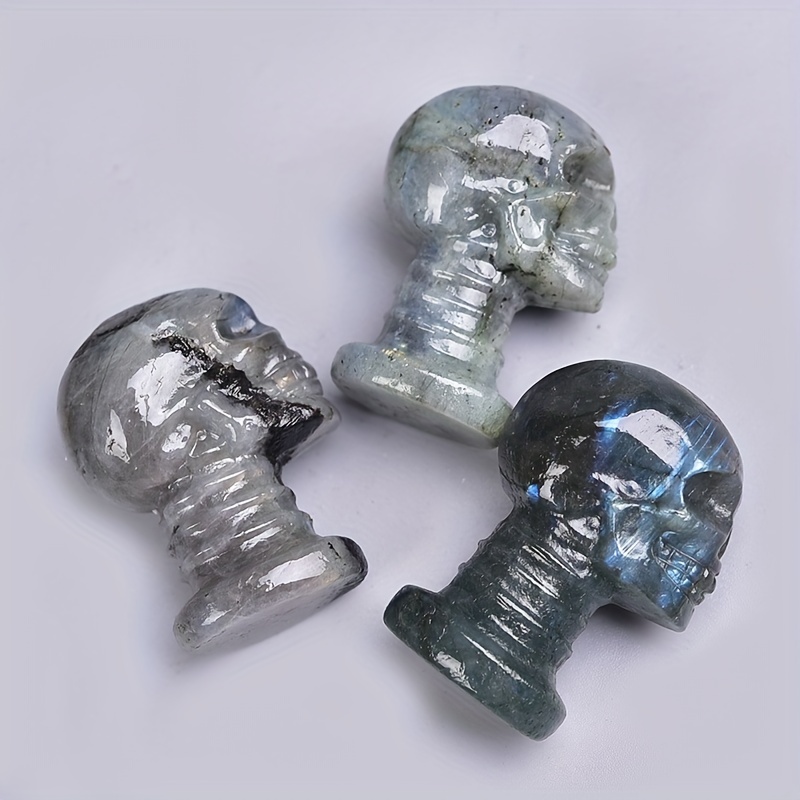 Labradorite Skeleton Head Carving Energy Meditation