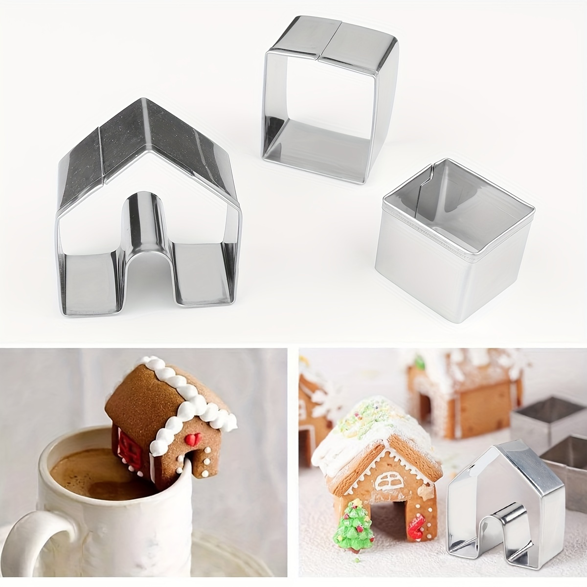 Christmas Gingerbread House Cookie Cutter Set Fondant Cookie - Temu