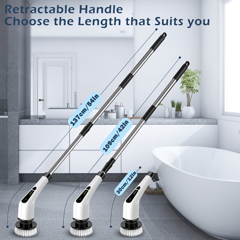 Electric Spin Scrubber for Cleaning Bathroom: Cordless Power Shower Bath  Tub and Tiles Cleaning Brush | 10 in 1 Handheld Automatic Long Handle  Battery
