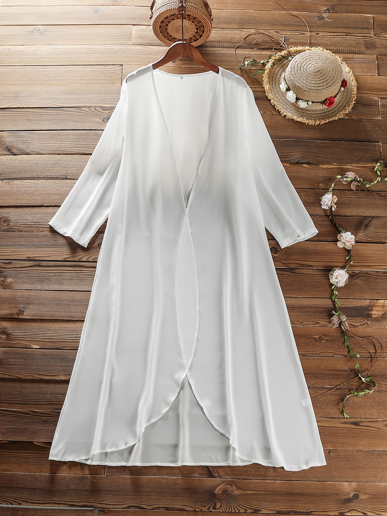 Floral White Net Cape Dress for Women 