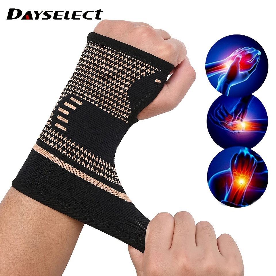 Copper Wrist Brace Sports Wrap Adjustable Support Strap Carpal