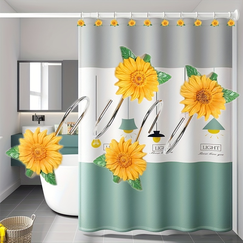 1Pcs Shower Curtain Hooks Rings,Stainless Steel Decorative Shower Curtain  Hooks,Yellow Sunflower Flowers : : Home