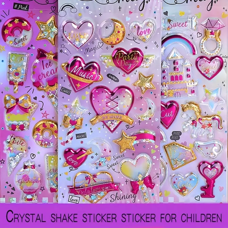 Children's Stickers Paper 3d Shiny Shake Stickers - Temu