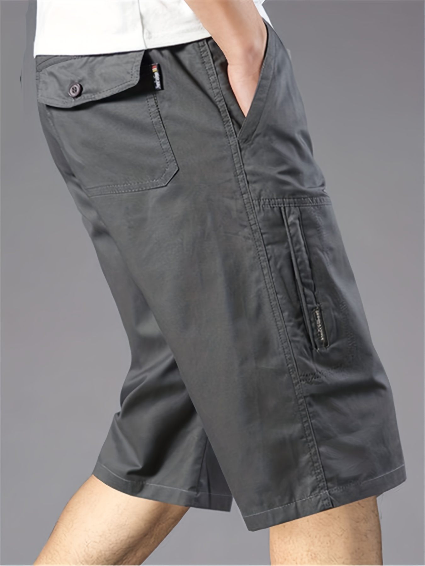 Men's Cotton Straight Leg Cargo Shorts Multi Pocket Loose - Temu Canada