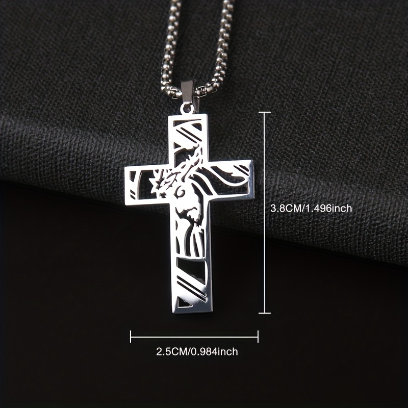 Stainless steel jesus cross on sale pendant