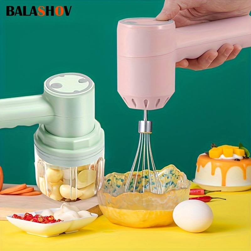 Wireless Portable Electric Hand Mixer: 3 Speeds, 2-in-1 Hand