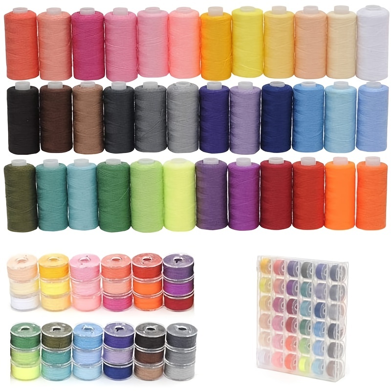 95 bobinas de hilo de coser preenrolladas de 45 colores, hilo de coser de  400 yardas con estuche, bobinas de hilo de poliéster surtido, hilo para