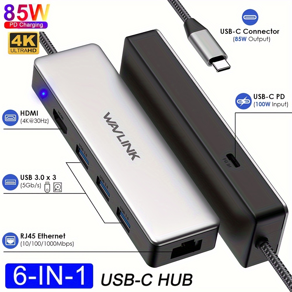 USB C Gigabit Ethernet Adapter with Charging Thunderbolt 3 to RJ45 with  Type-C PD 100W