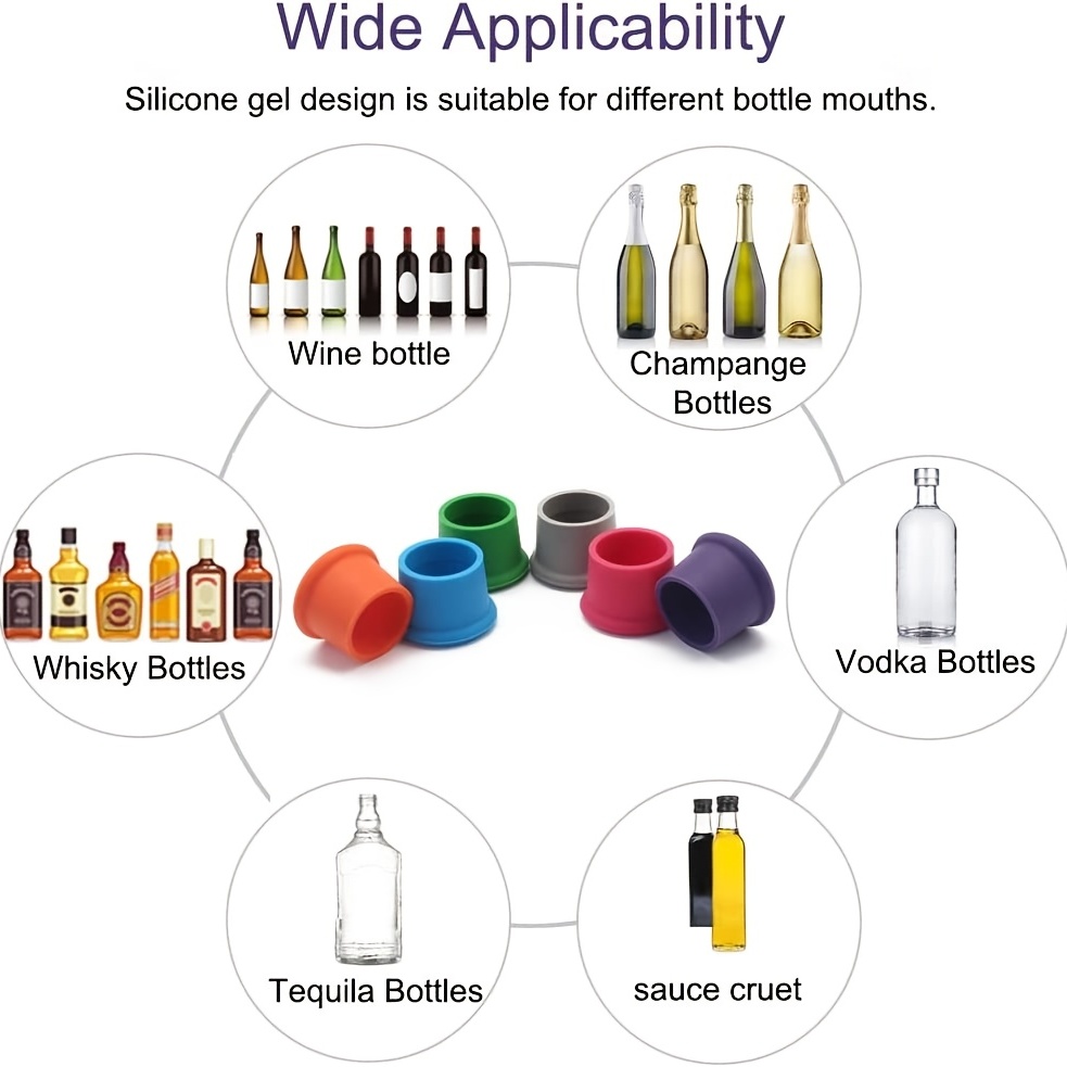 Lot de 4 bouchons de bouteille de vin réutilisables en silicone avec verrou  à visser, mini économiseur de vin scellé en plastique pour homme et femme