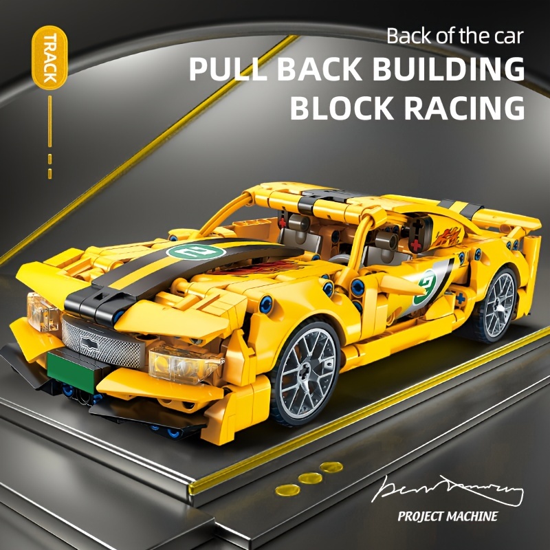 

451pcs, Building Blocks Pull Back Car, Supercar Shape Cool Look Yellow Vehicle Educational Toy Technology Design, Festival Gift, Birthday, Christmas, Halloween, Thanksgiving Gift