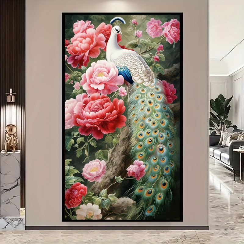 5D Diamond Painting Two White Peacocks Kit