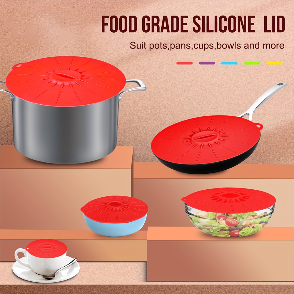 Silicone Food Lids For Cups, Bowls, Plates, Pots, Pans, Skillets,  Stovetops, Ovens, And Refrigerators, Heat Resistant Microwave Covers,  Kitchen Gadgets - Temu