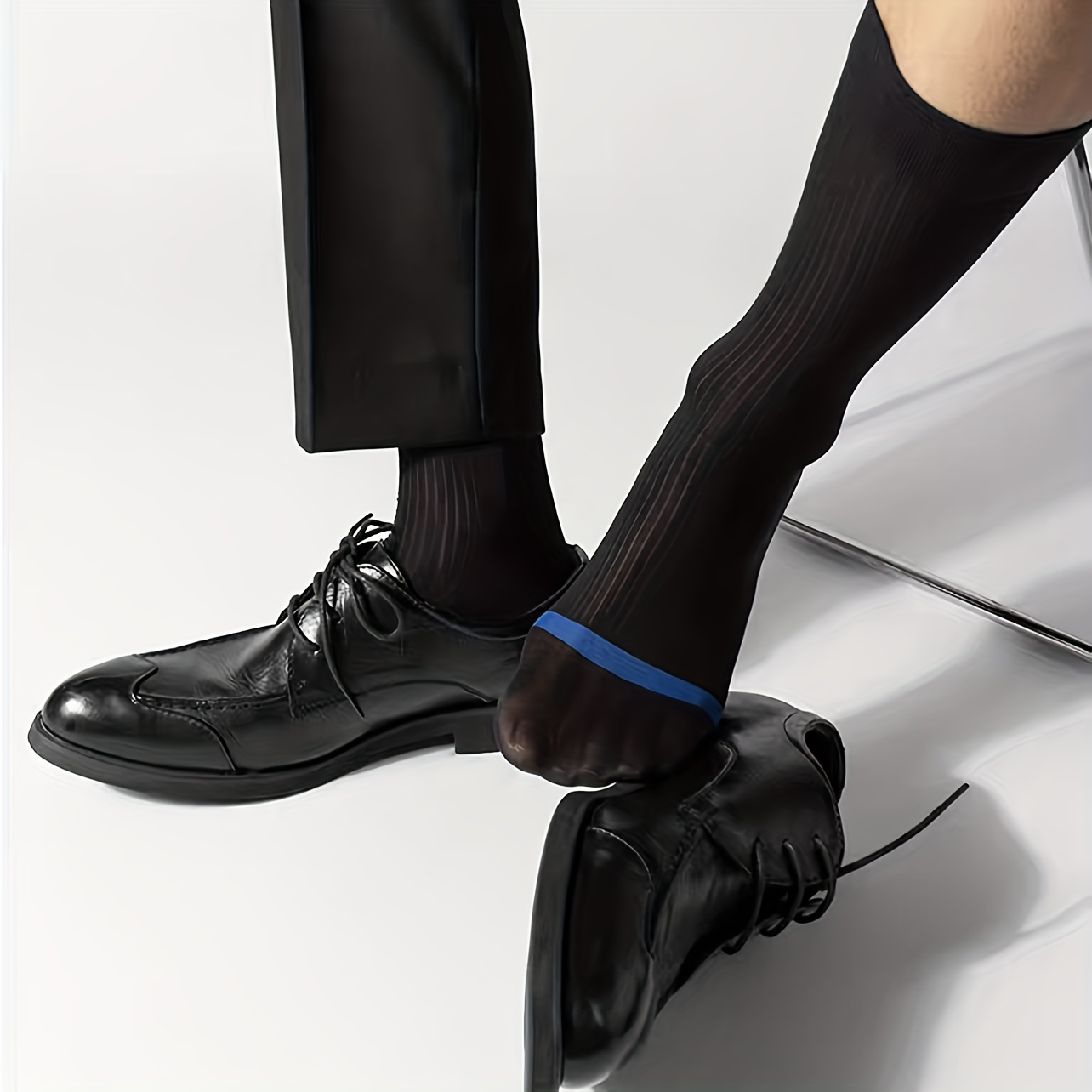 Breathable Silk Striped Print Stockings, Men's 1Pair Suit Socks Male Wear Stocking Formal Dress, Prom Dress, Pageant Dresses,Temu