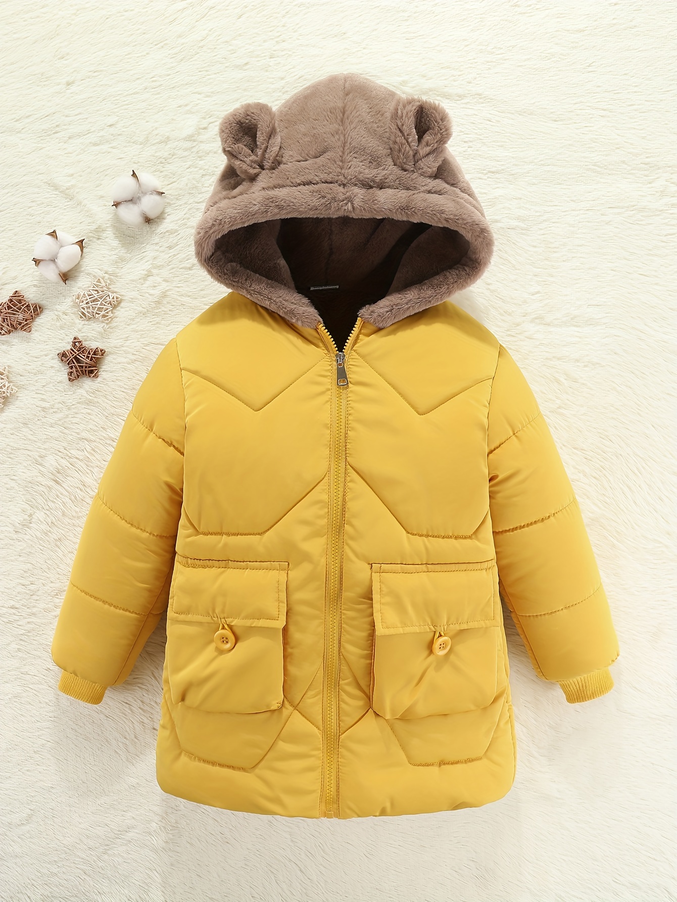 Contrast Hood Cute Jackets Kids Girls Comfy Warm Padded Snow - Temu