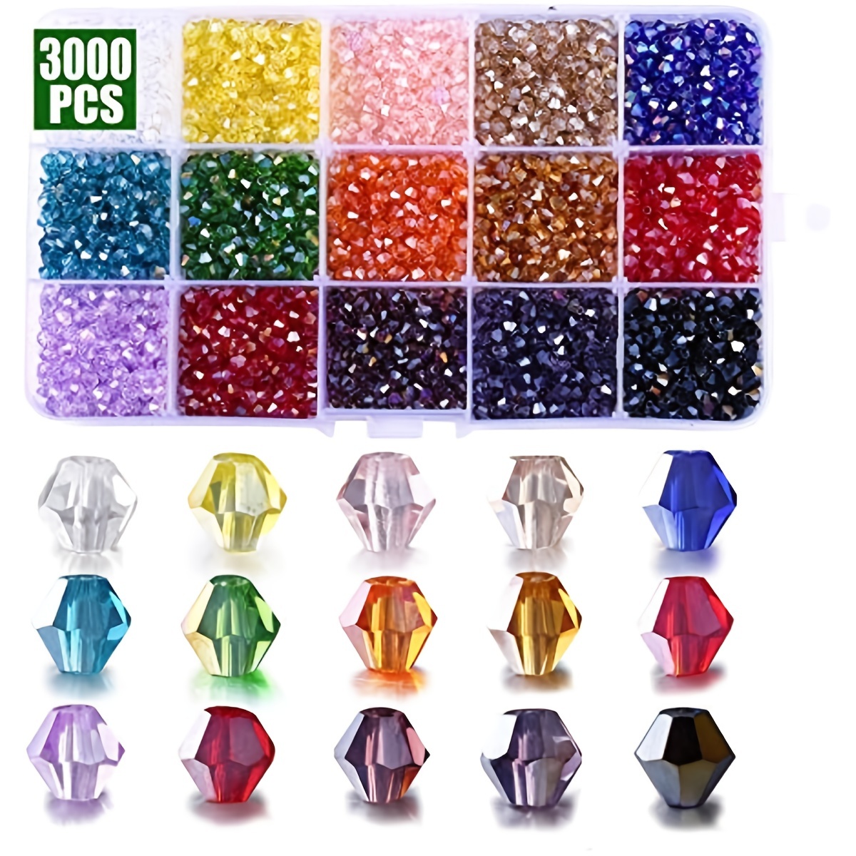 1000 Pieces Crystal Beads for Jewelry Making Faceted Bicone Cube Crystal  Glass Beads Bracelet Making Kit Loose Beads Briollete Rondelle Spacer Beads  for DIY Bracelets Necklace Pendants Making Supplies