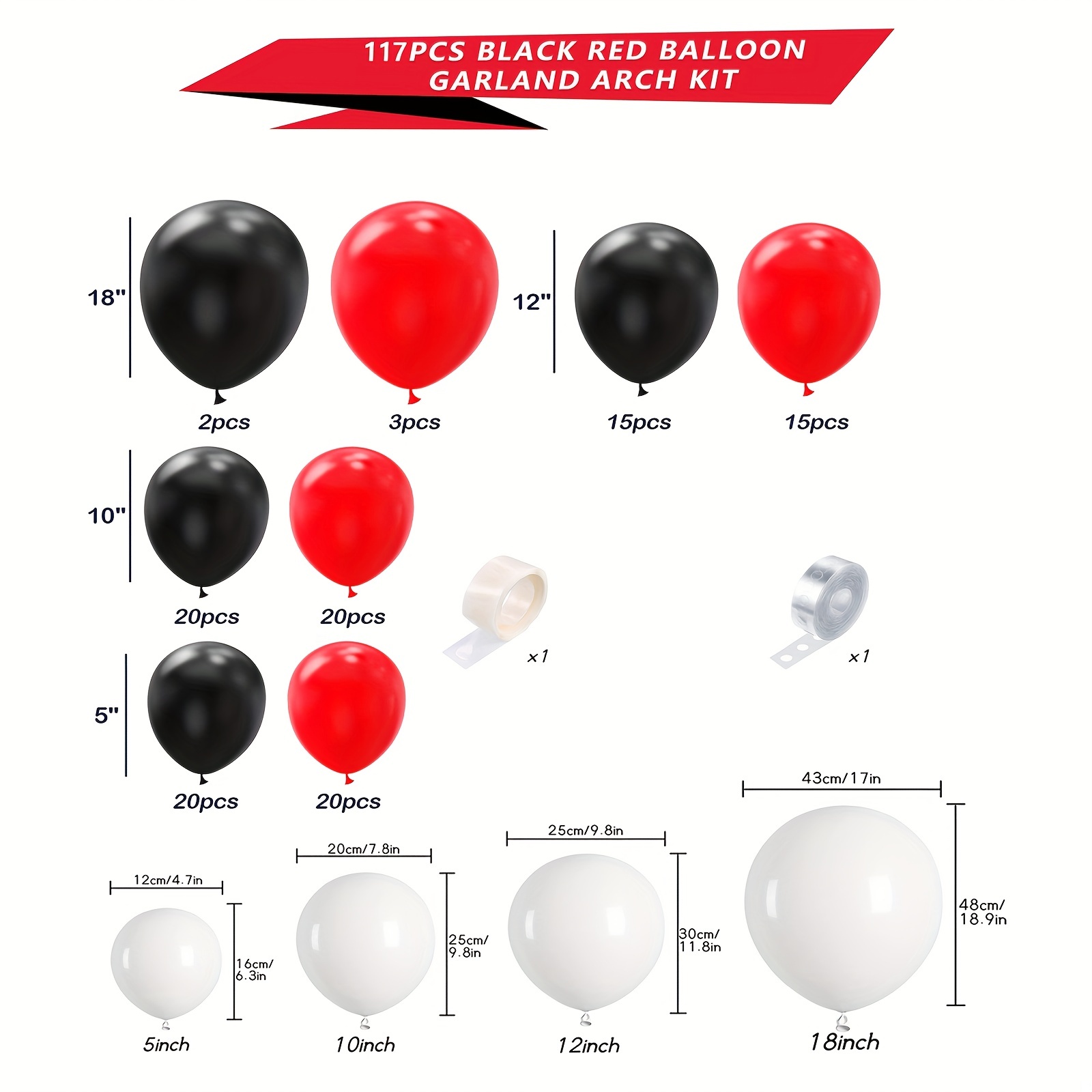 106pcs Kit D'arche De Ballon Rouge Et Noir Avec Des Ballons - Temu Belgium