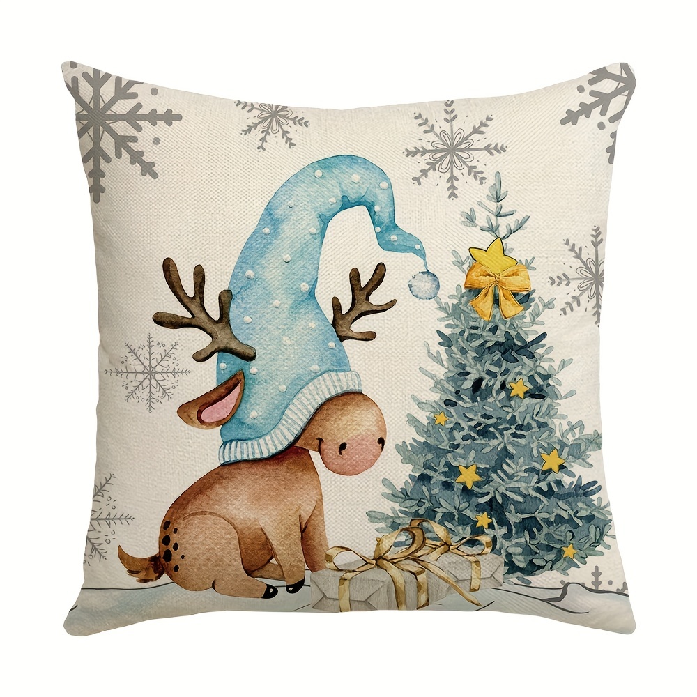 Set of 4 Christmas Pillow Coversmerry Xmas Cushion Casexmas Deer