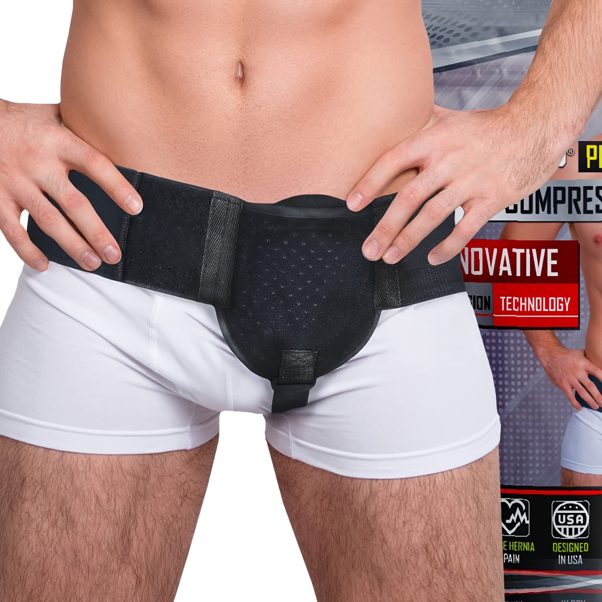 Adult Hernia Belt Truss For Groin Or Sports Hernia Support Support Pain  Relief Recovery Belt With 1 Removable Compression Pad (1pcs - Black)