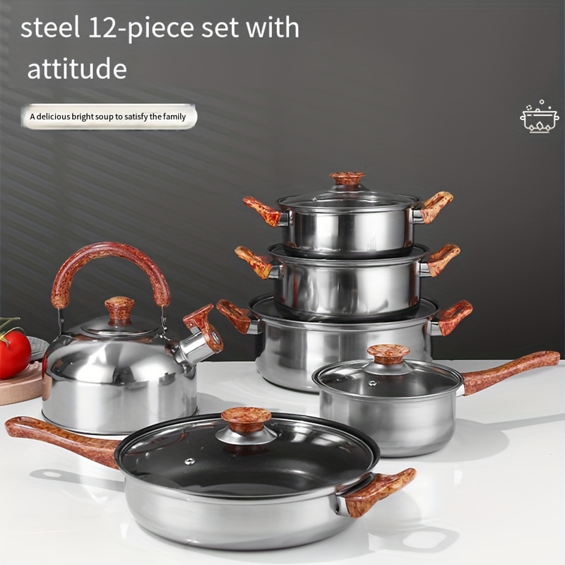 Crepe Pan, Handle Non-stick Pot Fits Stainless Steel Silvery Pan For  Dishwasher And Oven, Suitable For All Stoves (12 & ) - Temu