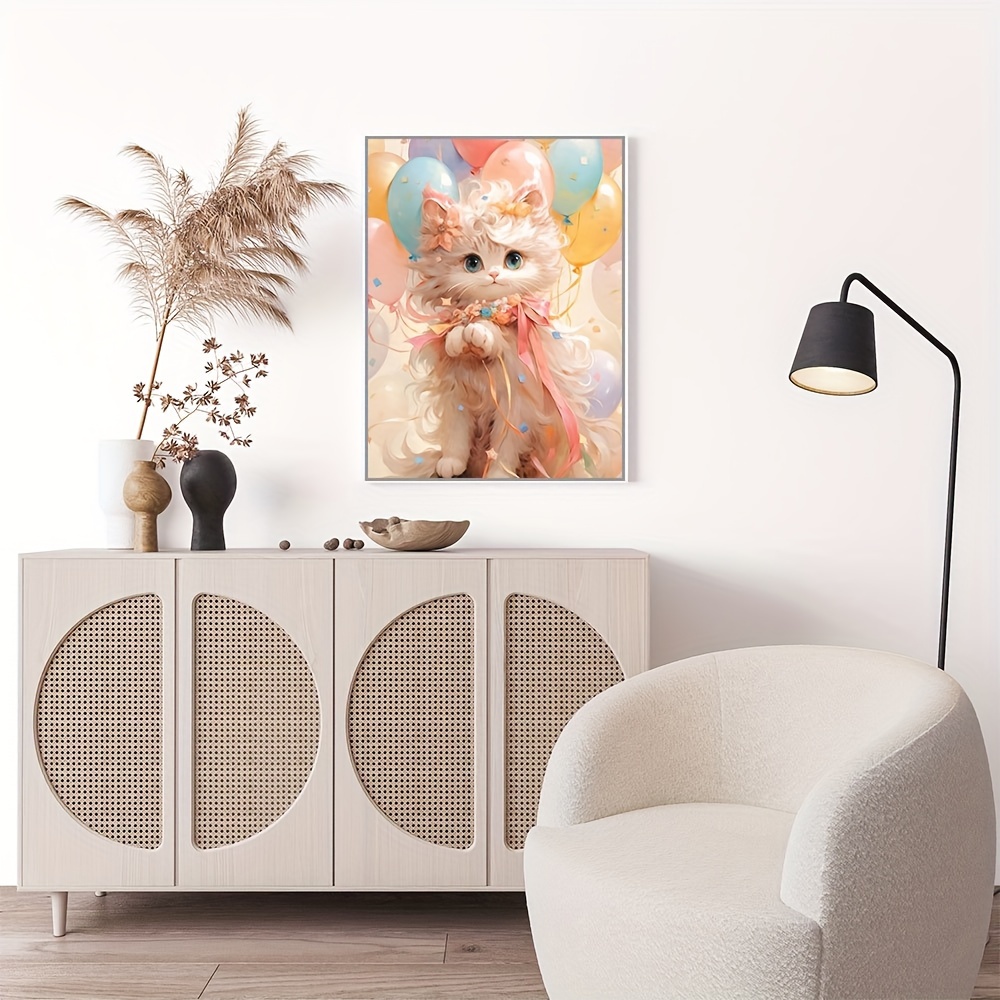 Cute Cat Artificial Diamond Painting Diy Adult - Temu