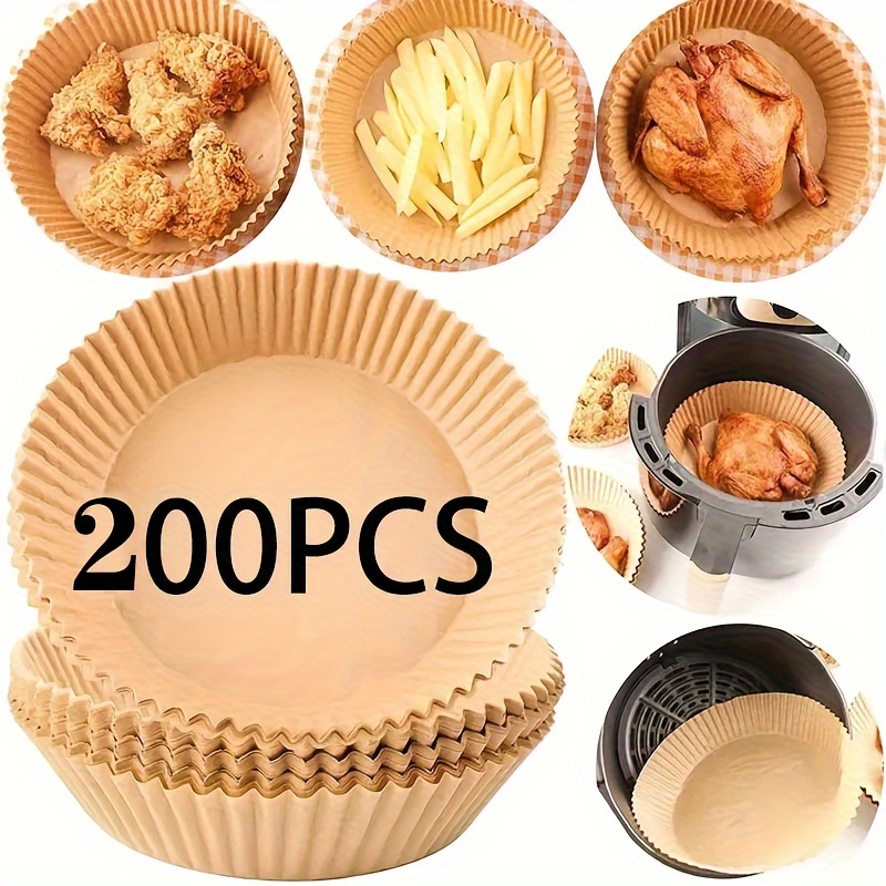 200 Pcs Air Fryer Liners Sheets Paper Air Fryer Inserts,Disposable Paper  Liner Mat Oil-absorbing Plate,Grease-proof Non-stick Round Baking Mat