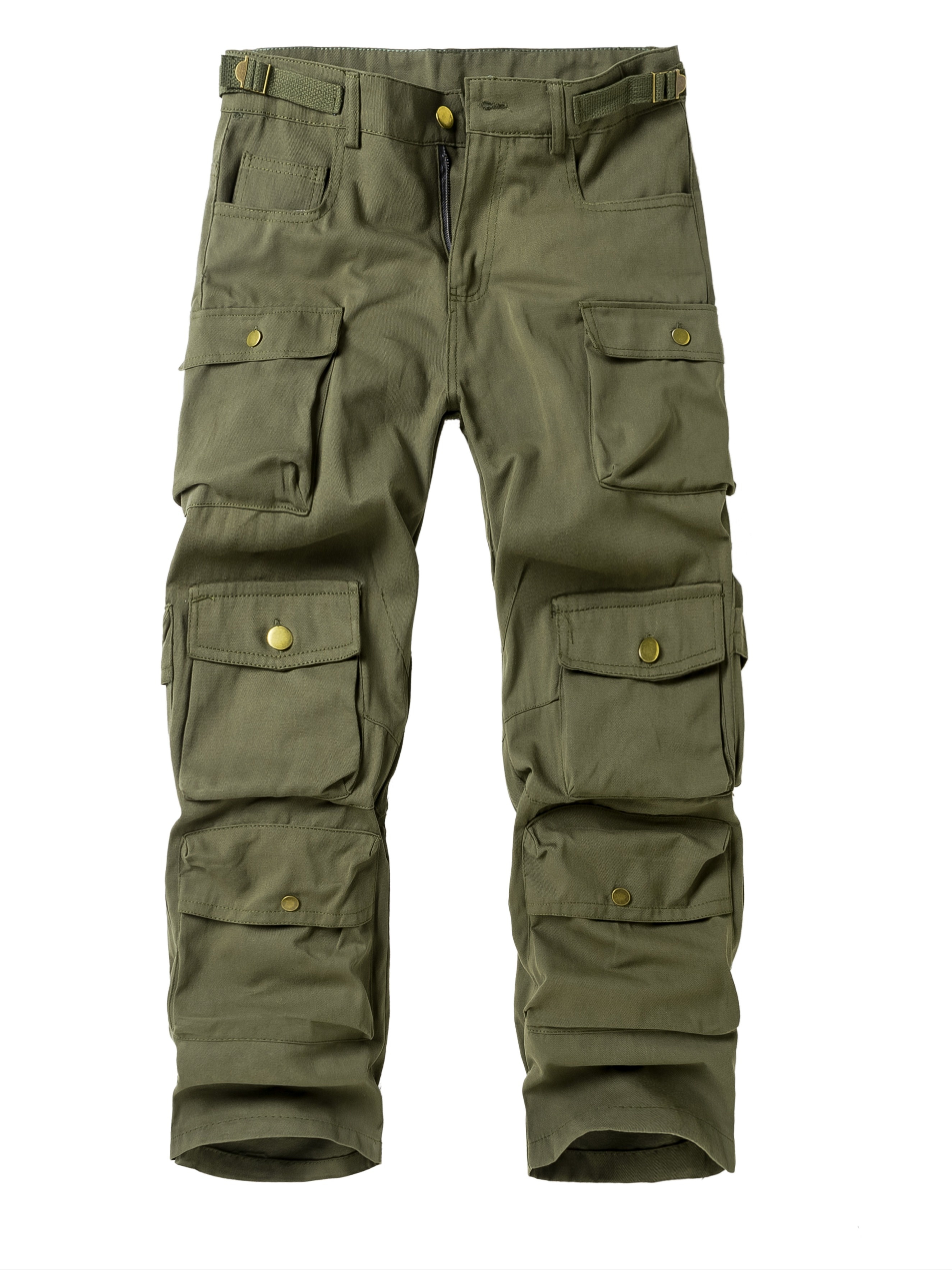 Men's Casual Loose Pockets Button Cargo Pants - Temu