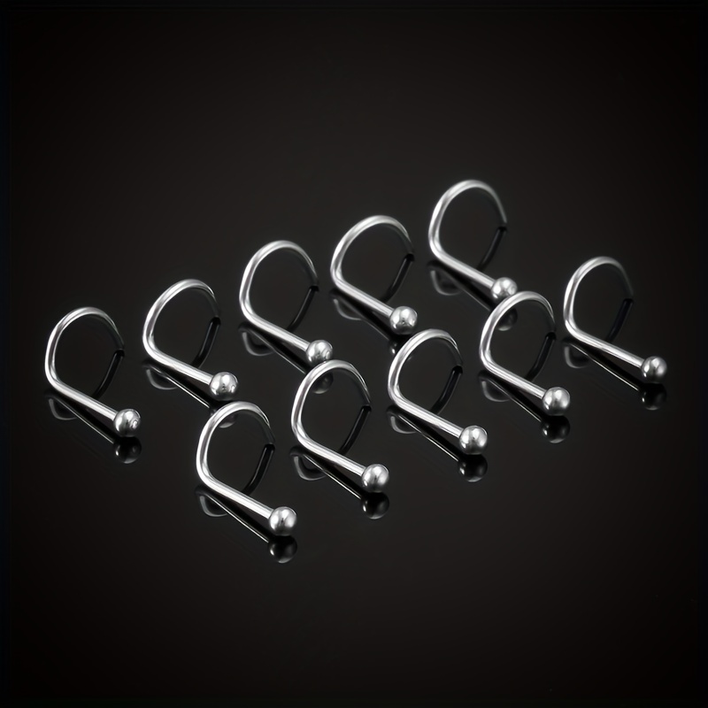 5 50Pcs Screw Nose Studs Ring Set Stainless Steel