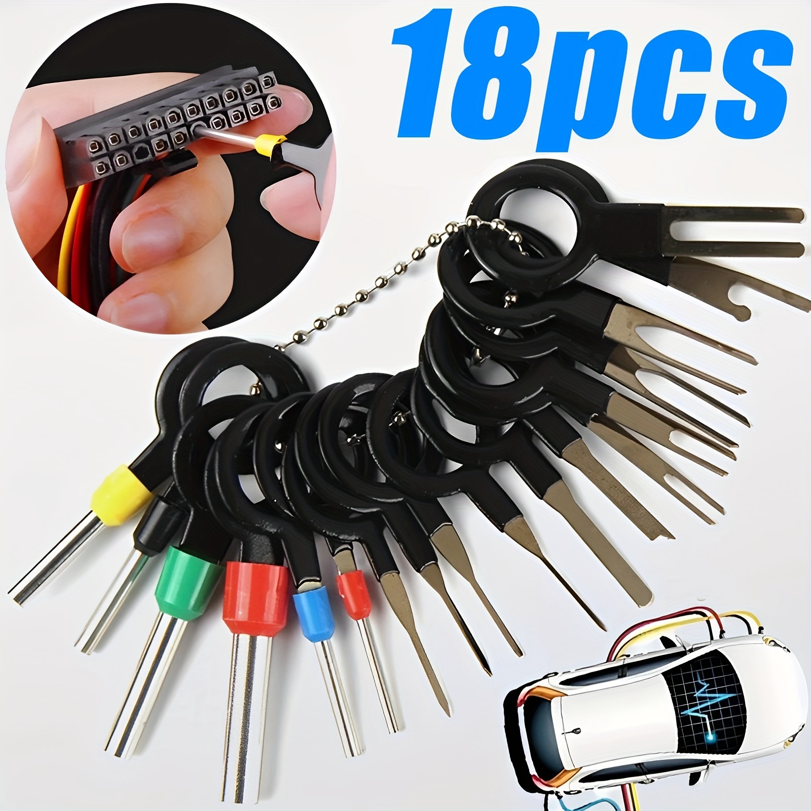 

18pcs Car Terminal Removal Tool Wire Plug Connector Extractor Puller Release Pin Auto Wiring Harness Terminal Needle Retractor