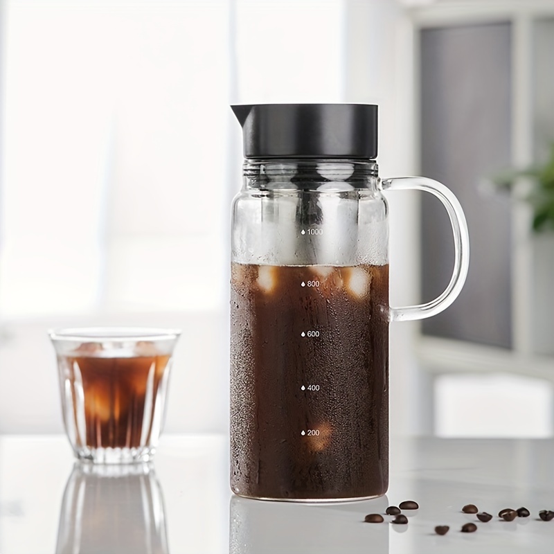 1pc cold brew coffee bottle with double layer stainless steel filter mesh high capacity fruit tea glass bottle 1200ml 40oz coffee tools coffee accessories details 7