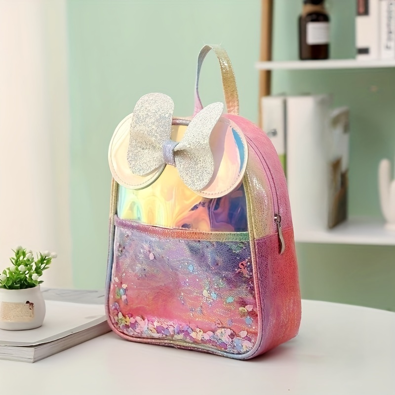 Kids Bow Wings Decor Sequins Backpack