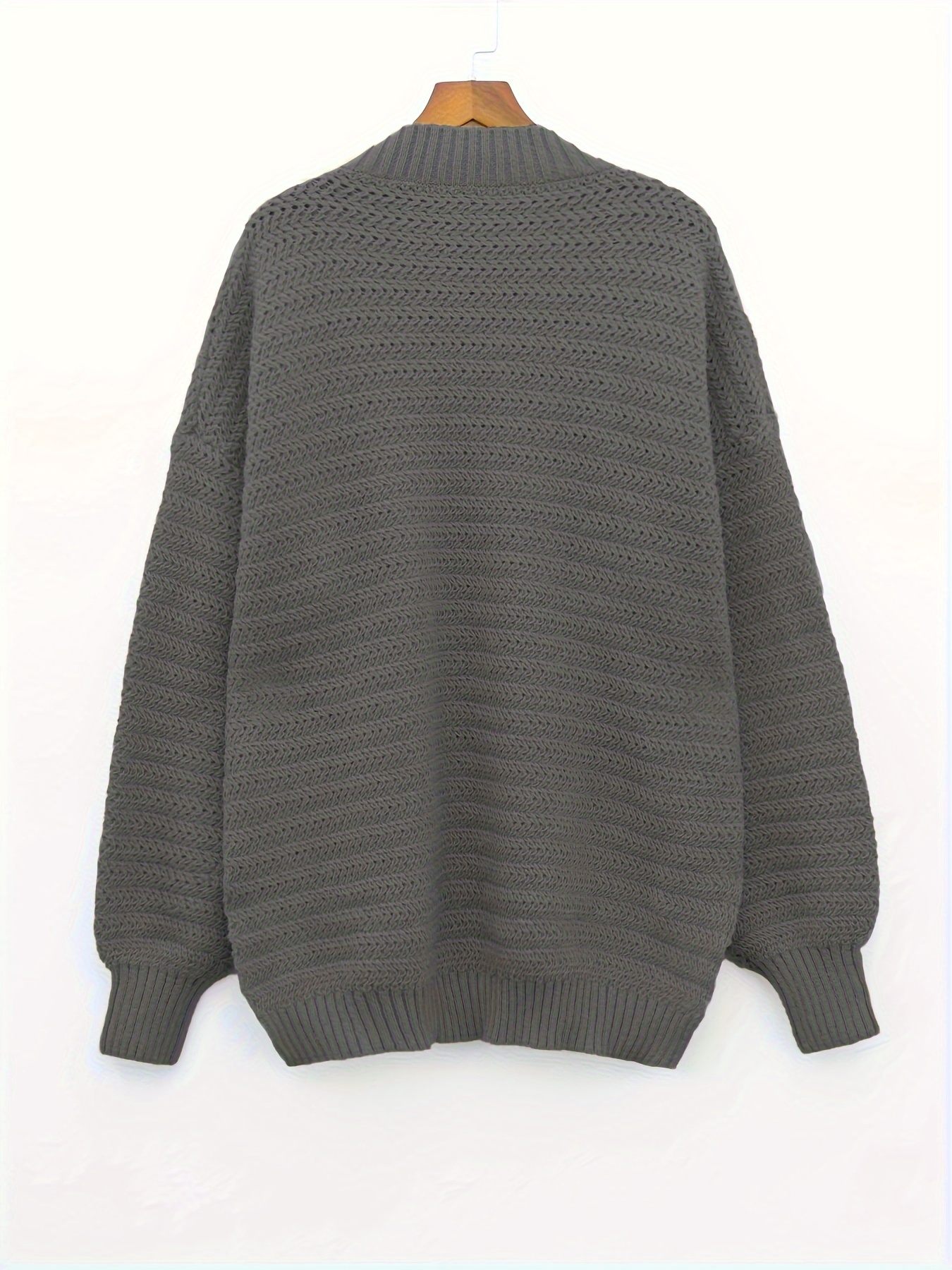 Plus Size Casual Sweater, Women's Plus Knitted Long Sleeve Mock