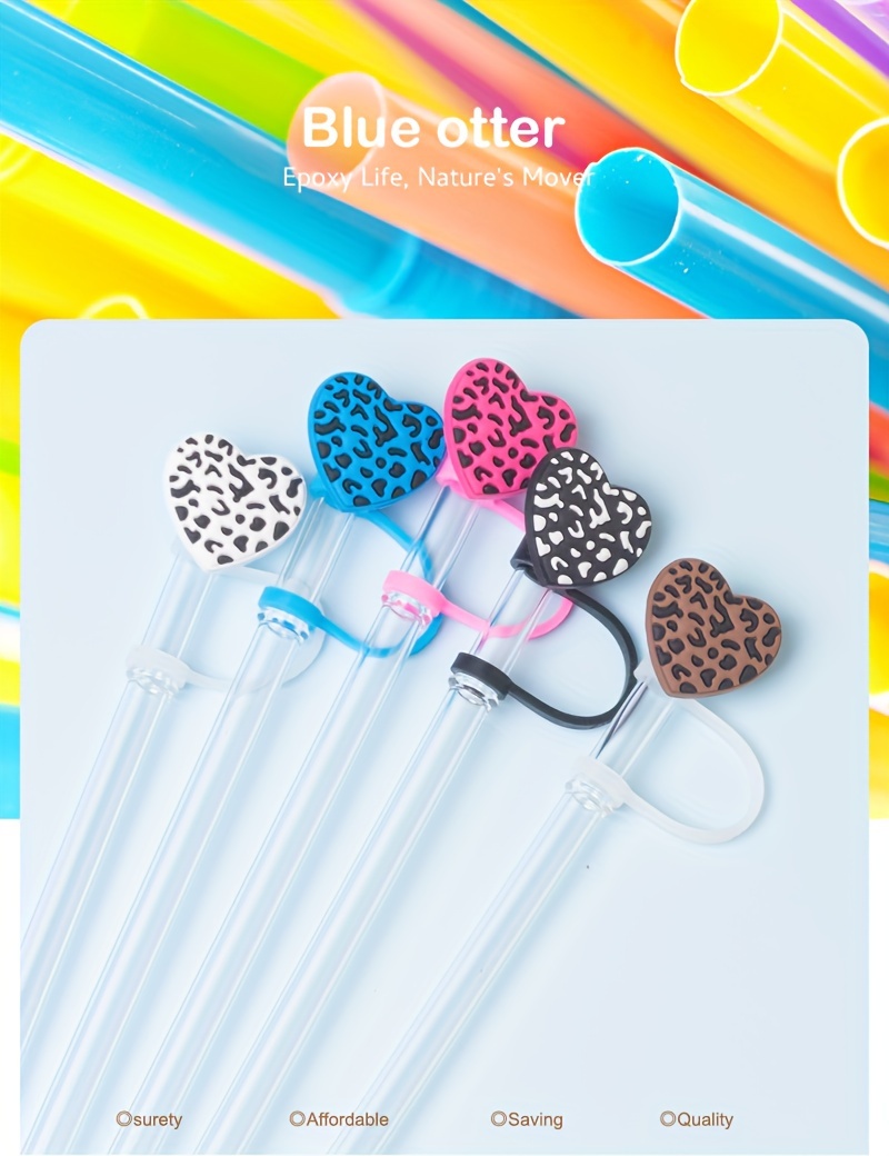 Straw Tips Cover Reusable Straw Toppers Heart shaped - Temu