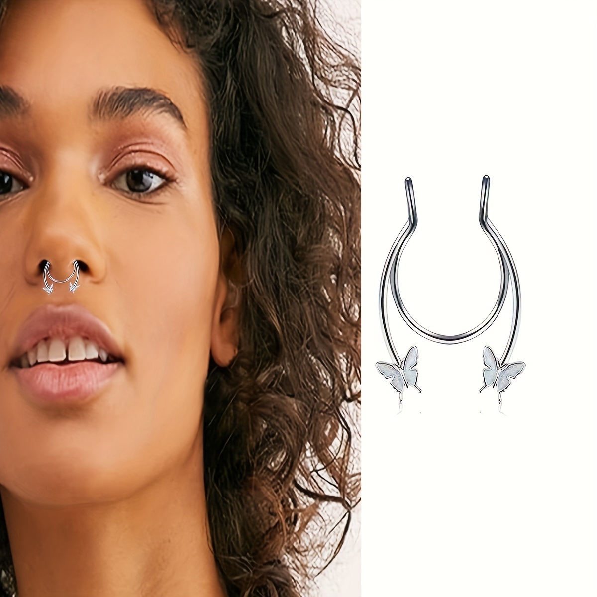 1-5pcs Non Piercing anello al naso finto cerchio setto anelli