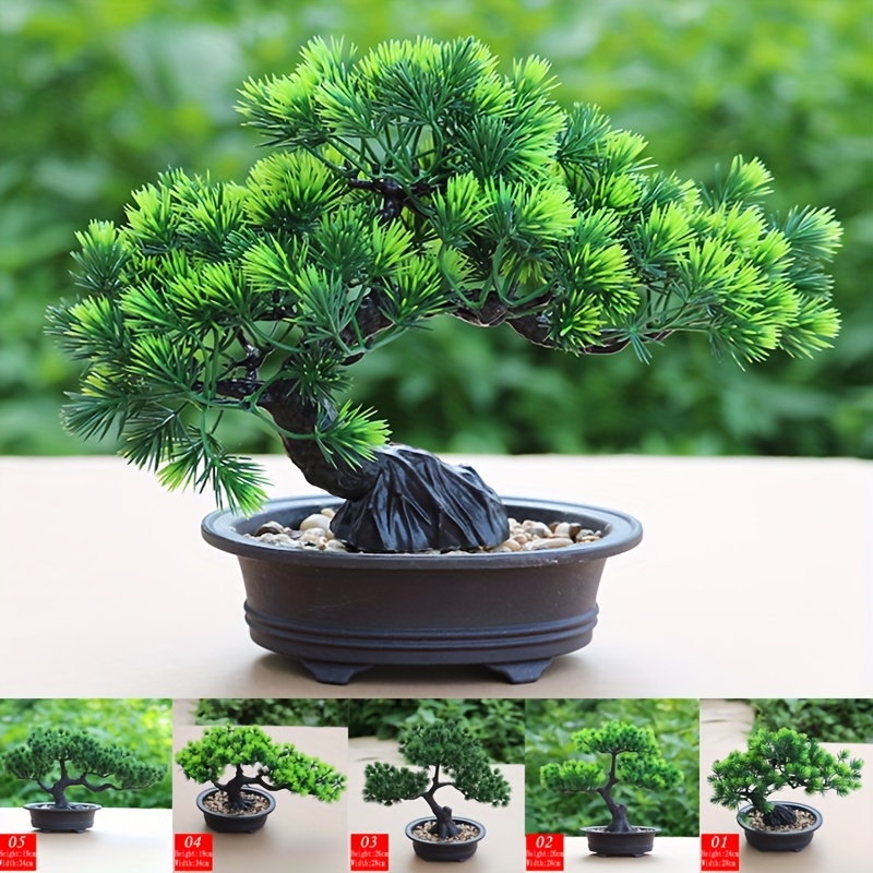 Artificial Plants Bonsai Tree Simulation Welcome Pine Bonsai Office Green  Plant Decoration Artificial Potted Tree for The Living Room Office Shop