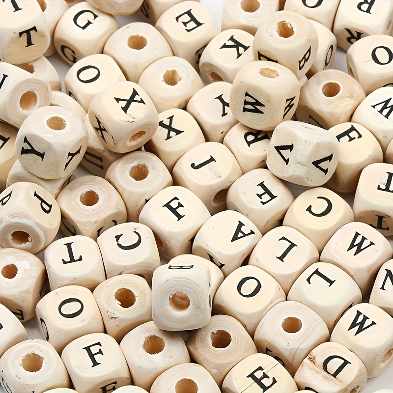 100 pcs Square wooden beads for jewelry making Mixed A-Z letter beads loose  beads Fashion women alphabet beads for bracelets Wood color beads diy  necklace /bracelet accessories (size 8mm/10mm)