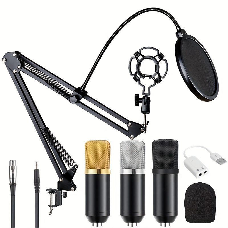 Podcast Microfono, USB Kit Microfono per PC Professione Podcast Studio  Registrazione Microfono Microfono a condensatore Microfono Computer per  Gioco