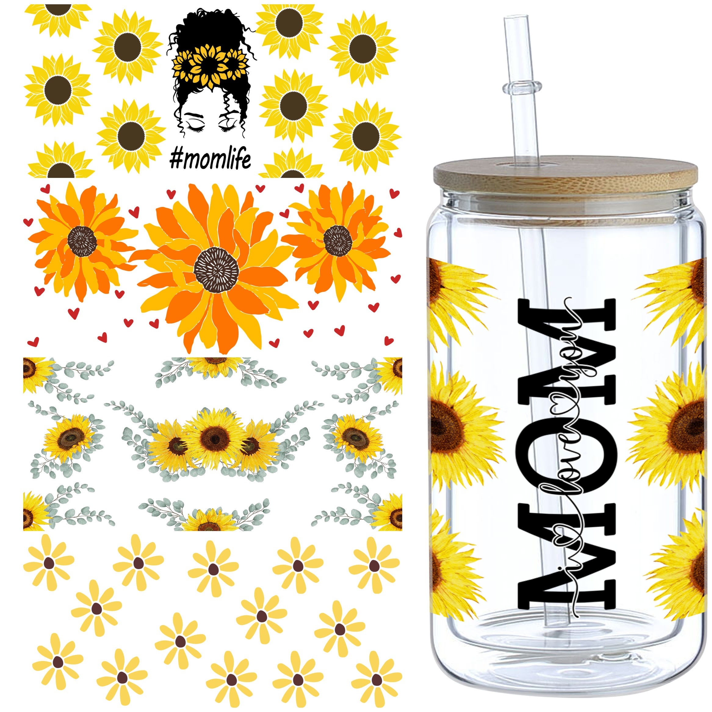 Sunflower Transfer Sticker Uv Dtf Cup Wrap For Libbey Glass - Temu Australia