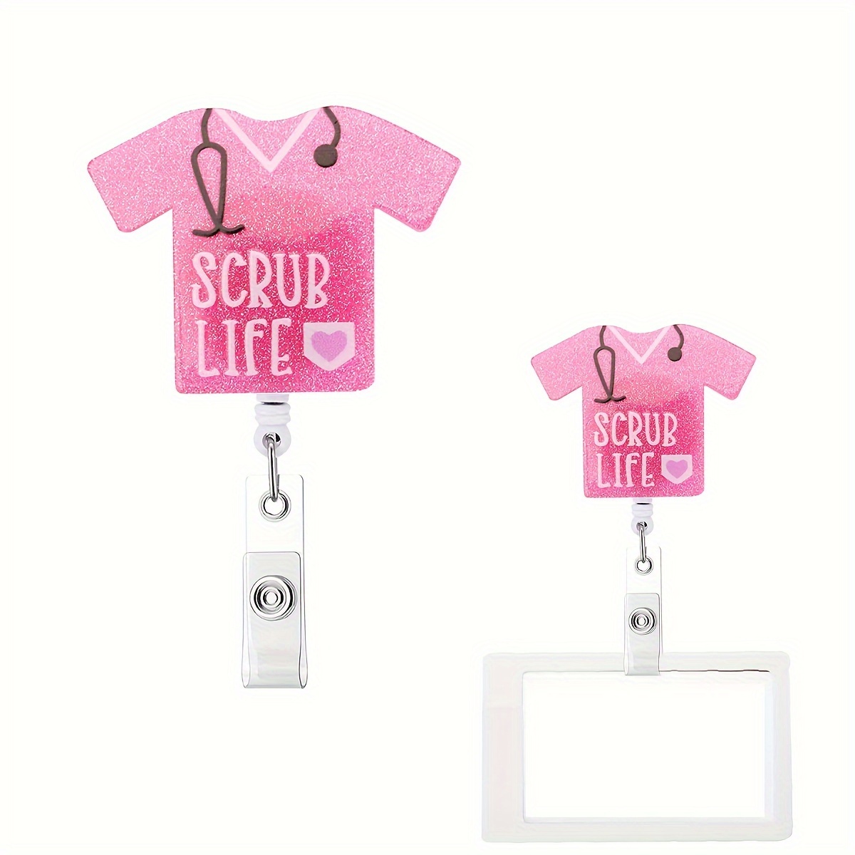 Scrub Life pink badge reel