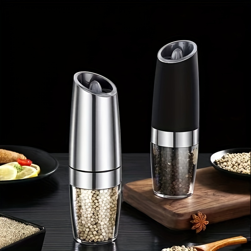 OPUX Battery Operated Salt and Pepper Grinder, Automatic Pepper Mill, Electric  Salt Shaker with LED Light and Bottom Cover