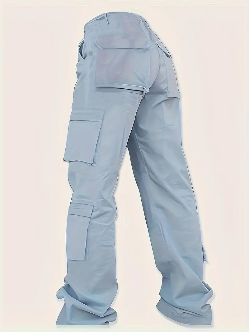 Flap Pockets Wide Leg Cargo Pants Casual Pants Spring Fall - Temu
