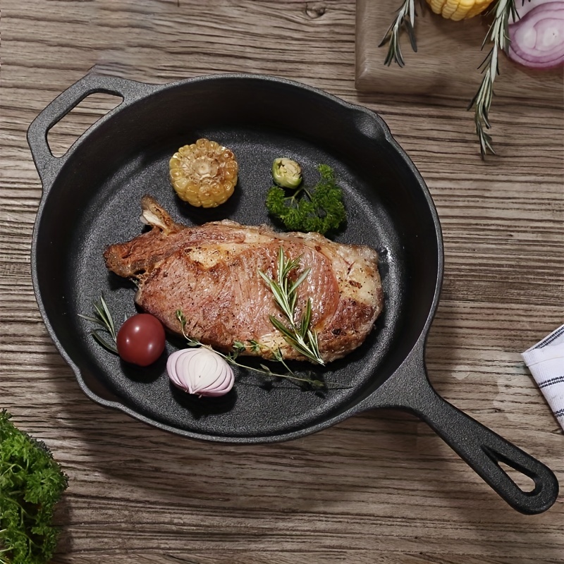 1pc Frying Pan 26cm/10'', Cast Iron Flat-bottomed Pan For Frying Meat, Made  Of Cast Iron Material Without Chemical Coating, Cast Iron Pre-cooking Pot