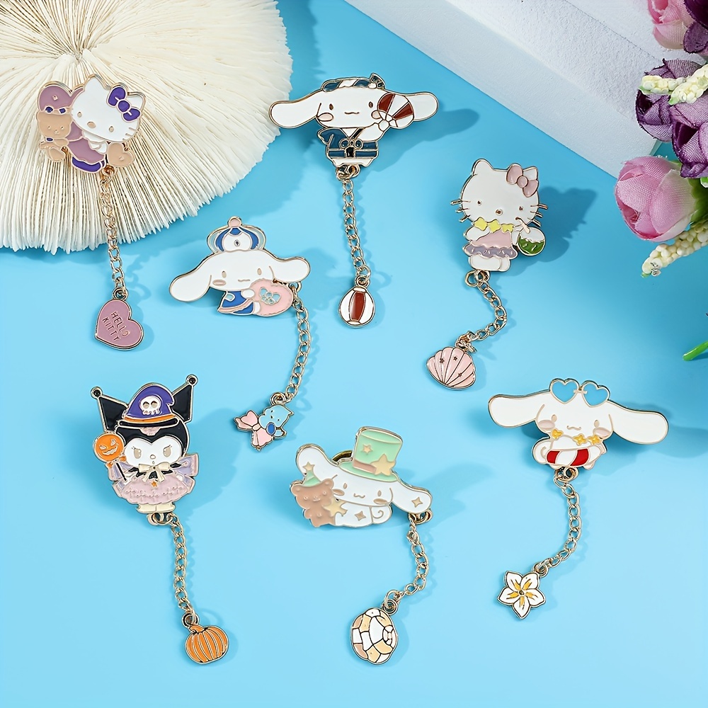 Sanrio Brooches Anime Hello Kitty Kuromi Cinnamoroll Lapel Pins Backpack  Collar Jeans Jacket Fashion Jewelry School Supplies